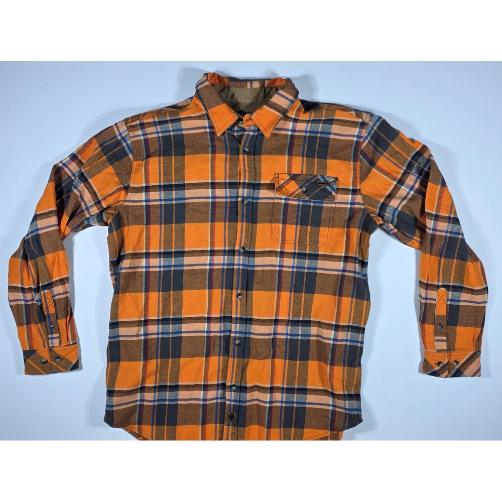 Legendary Whitetails Men's XL Orange Brown Plaid Flannel Button Down Shirt